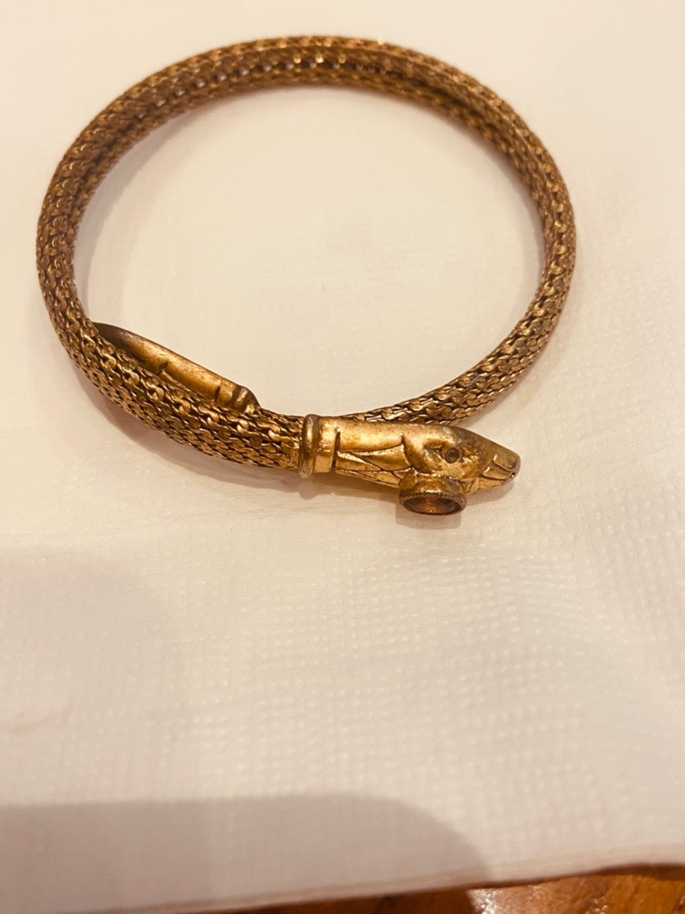 Stella Dot Double Snake Head Mesh Bracelet Citrine Topaz Gold Tone Heart Signed